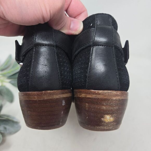SAM EDELMAN Perforated Low Heel Black Suede Booties 7.5 - Picture 6 of 10